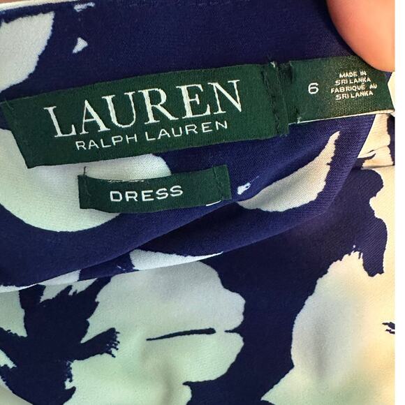 Ralph Lauren blue white floral cocktail dress size 6 - Picture 3 of 13